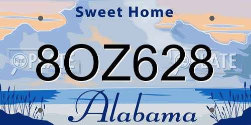8OZ628 Alabama License Plate