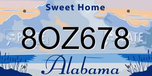 8OZ678 Alabama License Plate