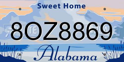 8OZ8869 Alabama License Plate