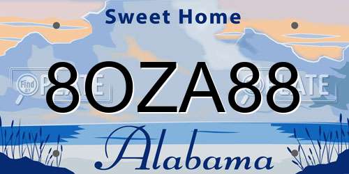 8OZA88 Alabama License Plate