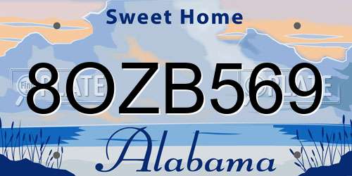 8OZB569 Alabama License Plate