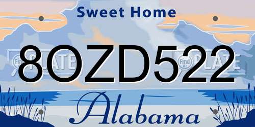 8OZD522 Alabama License Plate