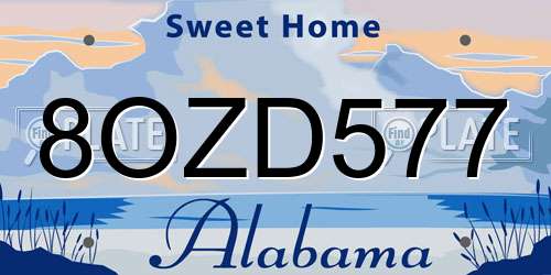 8OZD577 Alabama License Plate