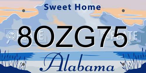 8OZG75 Alabama License Plate