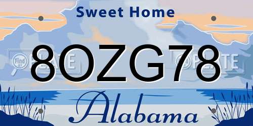 8OZG78 Alabama License Plate