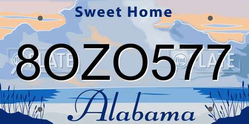 8OZO577 Alabama License Plate