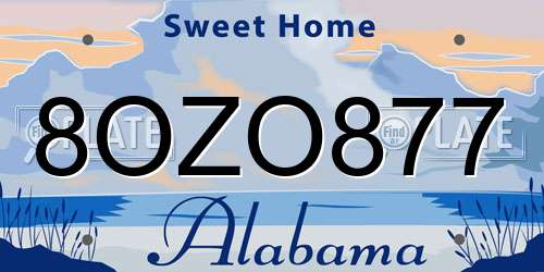 8OZO877 Alabama License Plate