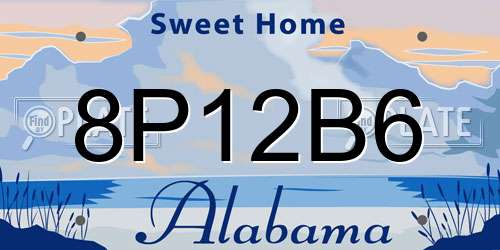 8P12B6 Alabama License Plate