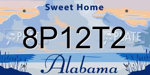 8P12T2 Alabama License Plate
