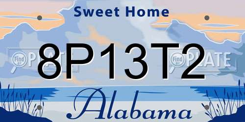 8P13T2 Alabama License Plate