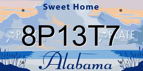 8P13T7 Alabama License Plate