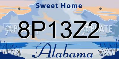 8P13Z2 Alabama License Plate