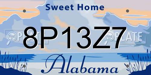 8P13Z7 Alabama License Plate