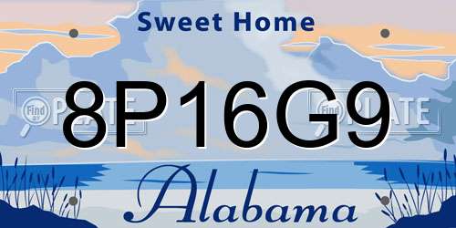 8P16G9 Alabama License Plate