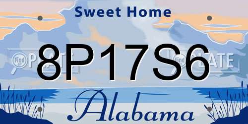 8P17S6 Alabama License Plate