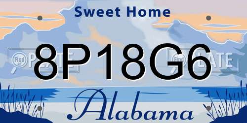 8P18G6 Alabama License Plate
