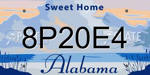 8P20E4 Alabama License Plate