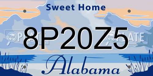 8P20Z5 Alabama License Plate