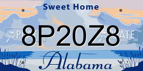 8P20Z8 Alabama License Plate