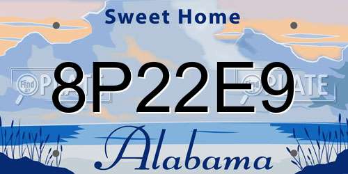8P22E9 Alabama License Plate