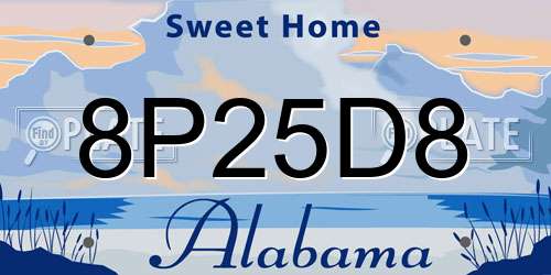 8P25D8 Alabama License Plate