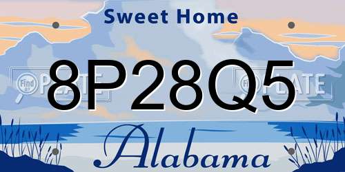 8P28Q5 Alabama License Plate