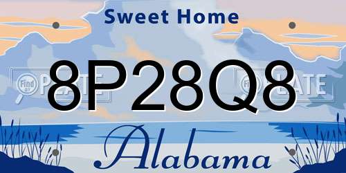 8P28Q8 Alabama License Plate