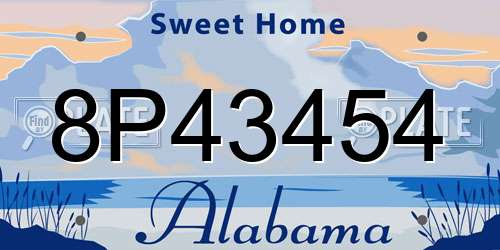 8P43454 Alabama License Plate