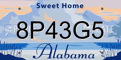 8P43G5 Alabama License Plate