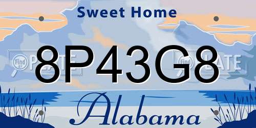 8P43G8 Alabama License Plate
