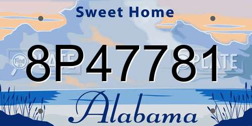 8P47781 Alabama License Plate