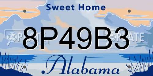8P49B3 Alabama License Plate