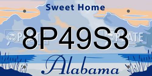 8P49S3 Alabama License Plate