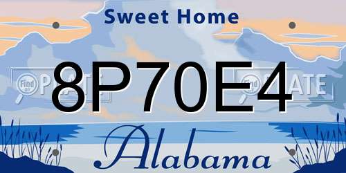 8P70E4 Alabama License Plate