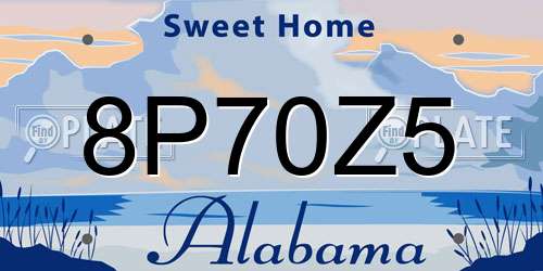 8P70Z5 Alabama License Plate