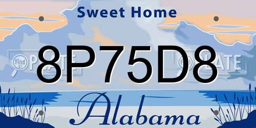 8P75D8 Alabama License Plate