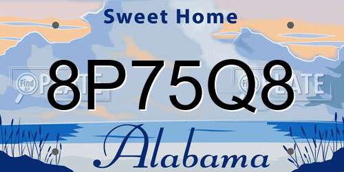 8P75Q8 Alabama License Plate