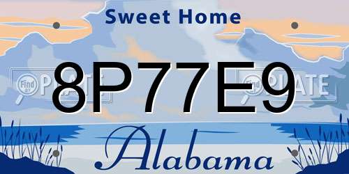8P77E9 Alabama License Plate