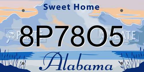 8P78O5 Alabama License Plate