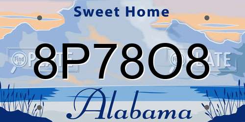 8P78O8 Alabama License Plate