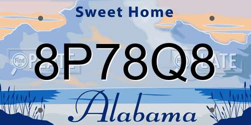 8P78Q8 Alabama License Plate