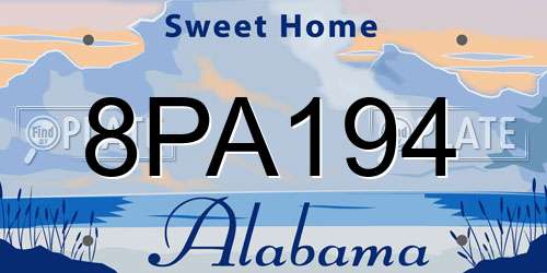 8PA194 Alabama License Plate