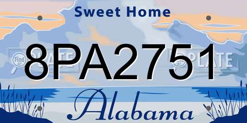 8PA2751 Alabama License Plate