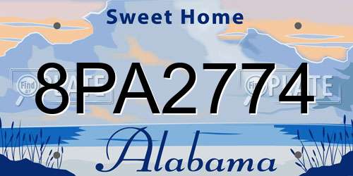 8PA2774 Alabama License Plate