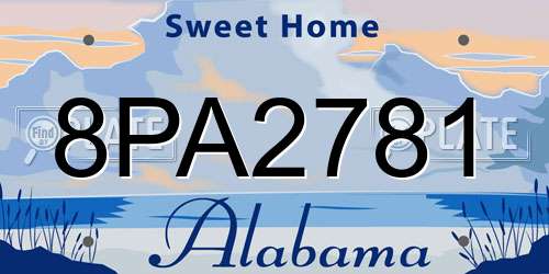 8PA2781 Alabama License Plate