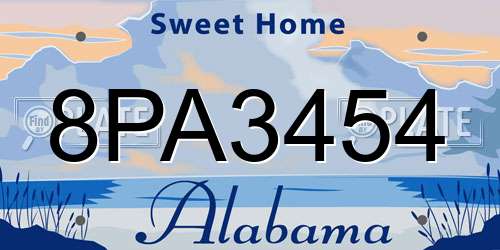 8PA3454 Alabama License Plate