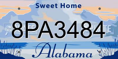 8PA3484 Alabama License Plate