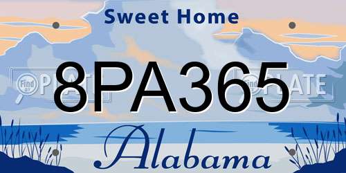 8PA365 Alabama License Plate