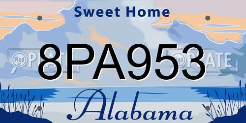 8PA953 Alabama License Plate