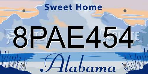 8PAE454 Alabama License Plate